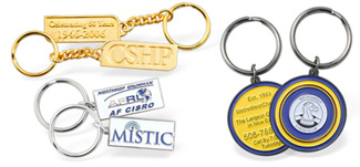 Double sided custom keychains with different designs on front and back including spinner style