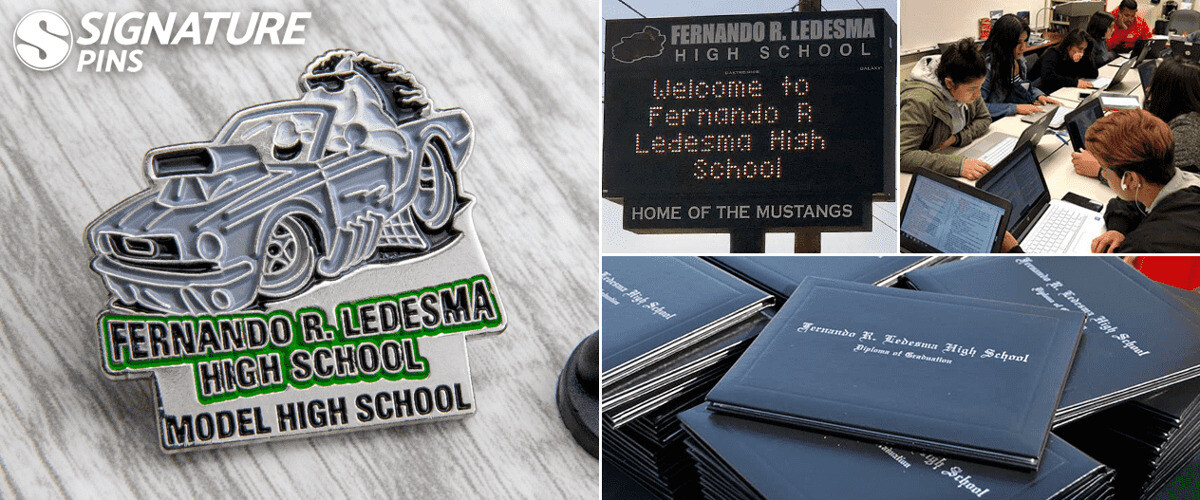 Fernando R. Ledesma Model High School car-shaped lapel pin