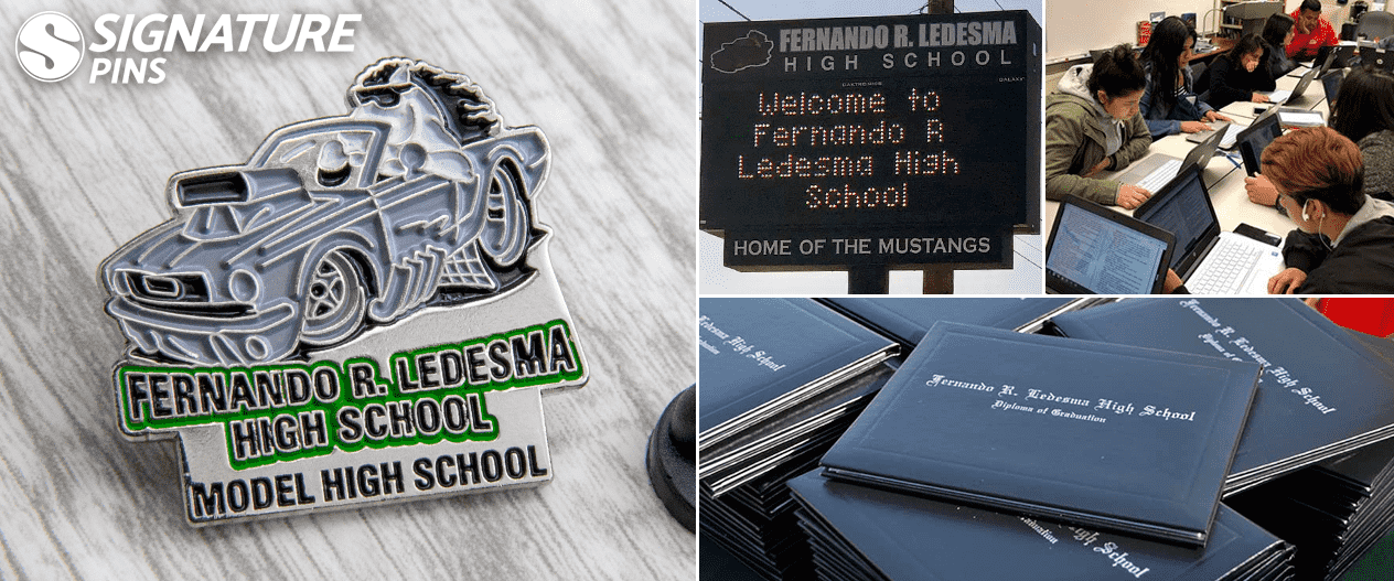 Fernando R. Ledesma Model High School car-shaped lapel pin