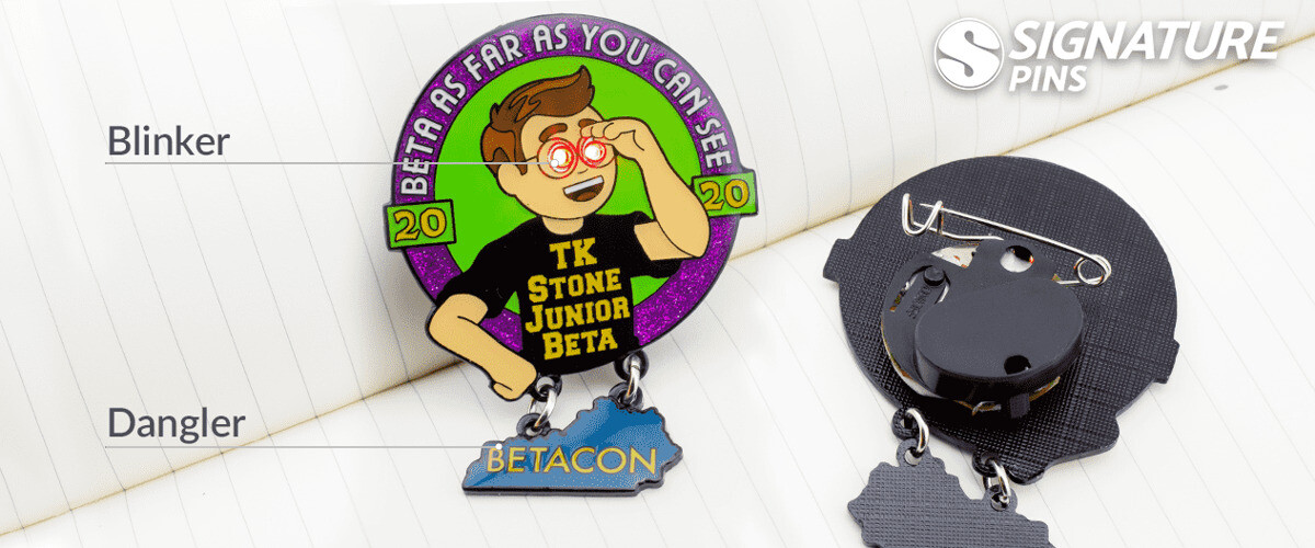 National Junior Beta Club pin with blinker light and dangler attachment