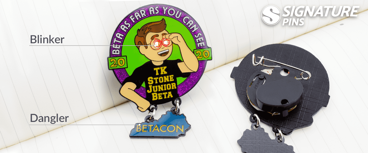 National Junior Beta Club pin with blinker light and dangler attachment